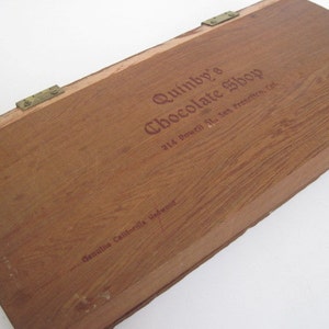 Vintage Quinby's Chocolate Shop California Redwood Box image 1