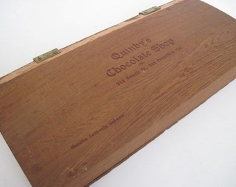 Vintage Quinby's Chocolate Shop California Redwood Box