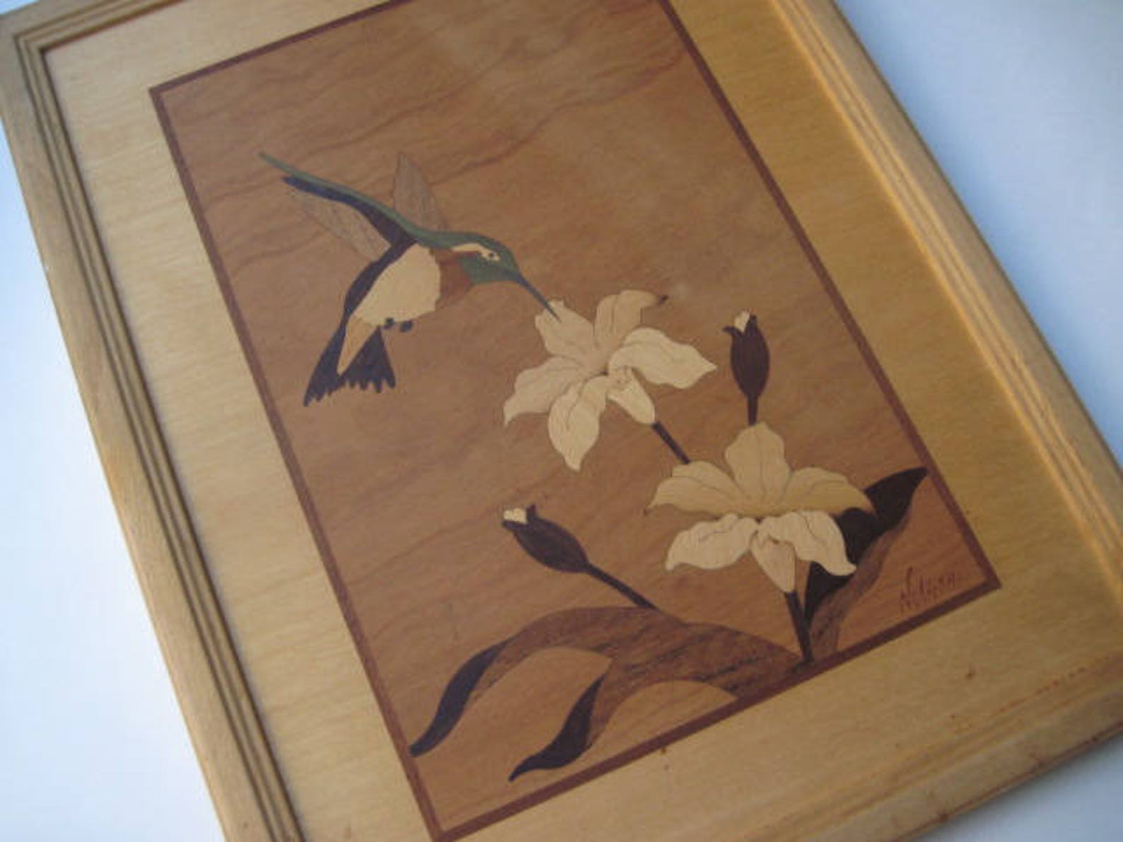 Vintage Hudson River Inlay Wood Marquetry Hummingbird and Etsy
