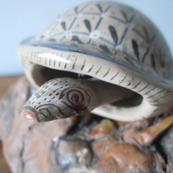 Vintage Mexican Pottery Turtle Nodder