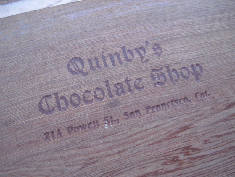 Vintage Quinby's Chocolate Shop California Redwood Box image 2