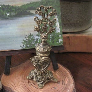 Vintage Ormolu Gold Heart Perfume Bottle with Glass Insert