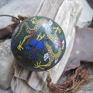 Vintage Cloisonne Dragon Pendant Necklace