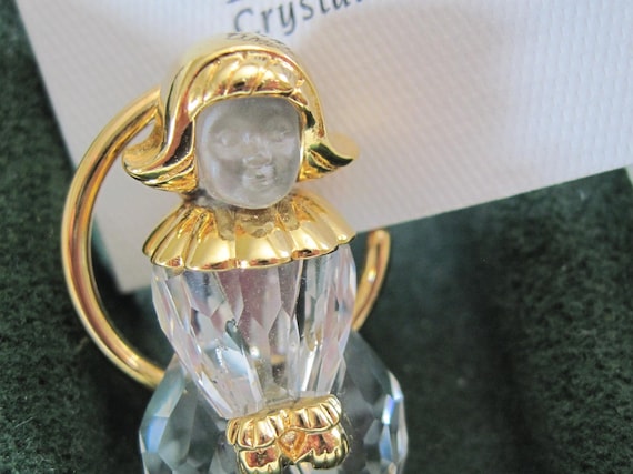 Vintage Swarovski Crystal Memories Moon Child Brooch in Box