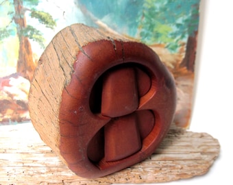 Vintage Spancraft Wooden Jewelry Hand Turned Wooden Log Trinket