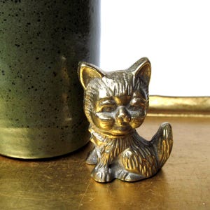 Vintage Small Brass Cat Kitten Figurine