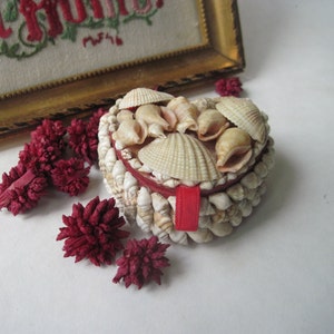 Vintage Pair of Heart Shaped Shell Covered Boxes