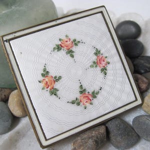 Vintage Evans Pink Rose Guilloche Compact