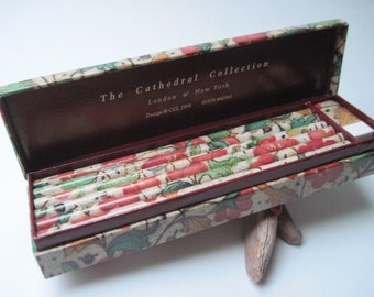 Vintage  Boxed Pencil and Eraser Set The Cathedral Collection Scarlet Campion Made in UK
