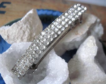 Vintage Clear Rhinestone Hair Barrette
