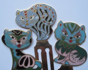 5 Set of Five Cloisonne Tropical Bird Bookmarks in Case