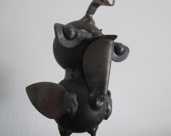 Vintage Artisan Salvaged Metal Bird Sculpture