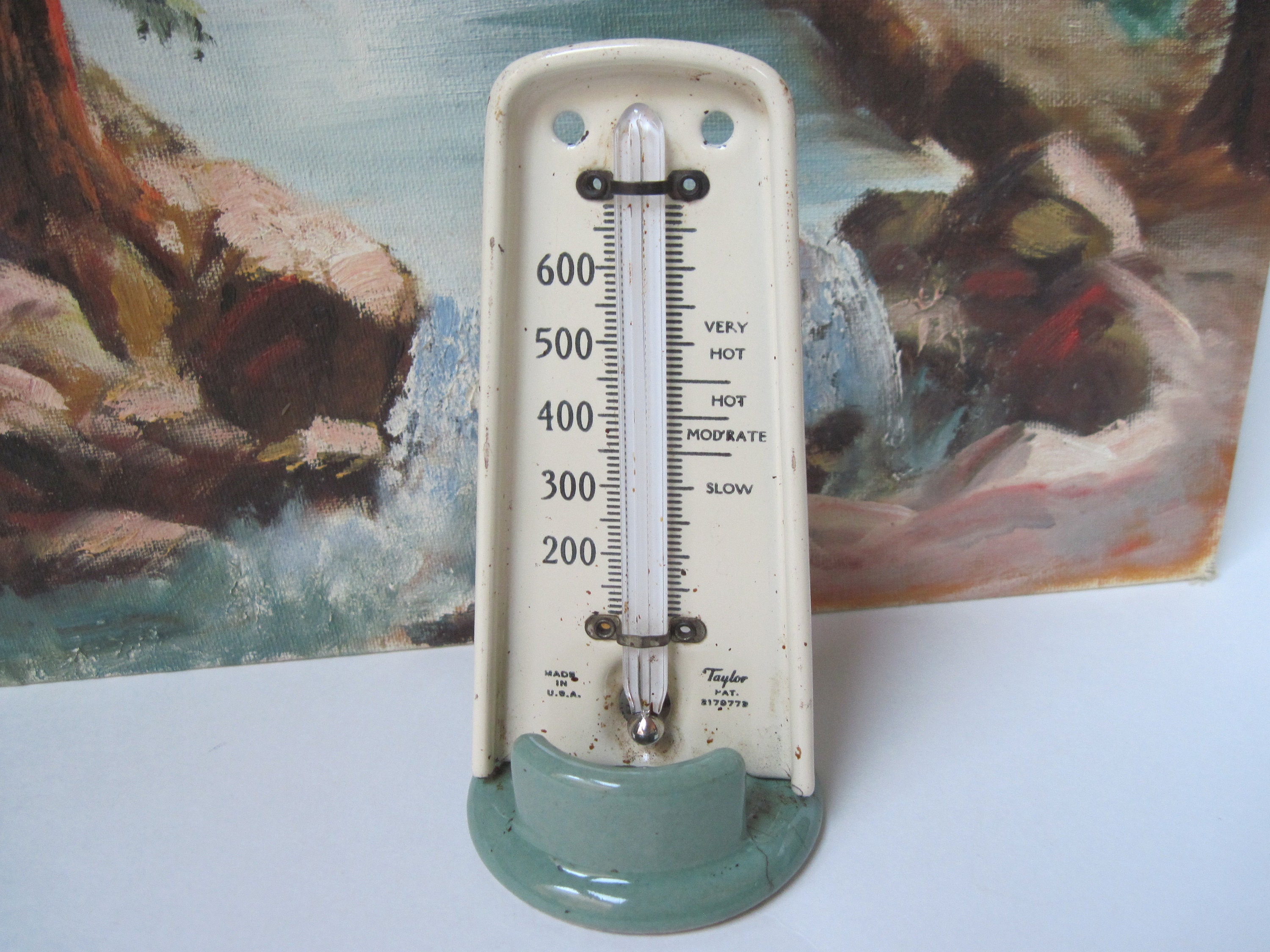 Vintage Taylor Enamel Porcelain Oven Thermometer 