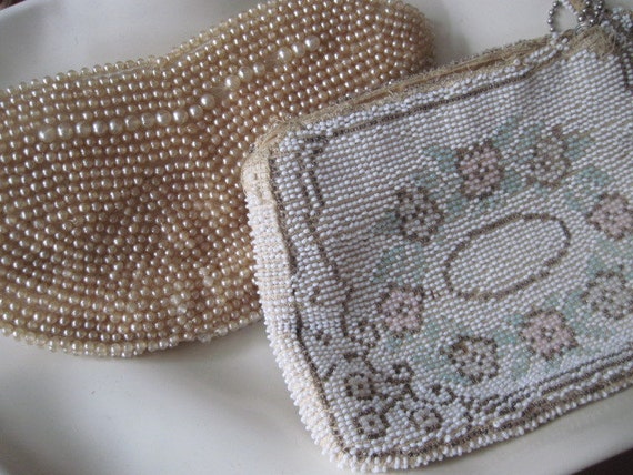 Vintage Pair Of Beaded and Faux Pearl Zippered Cl… - image 1