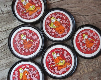 Vintage Set of 6 Holt Howard Angel Coasters Made in Japan