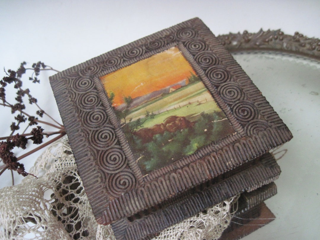 Vintage Carved Wood Folk Art Box Etsy