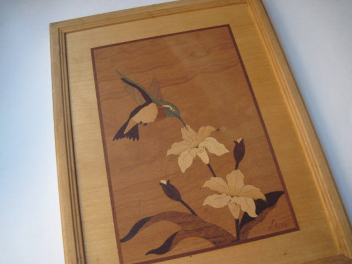 Vintage Hudson River Inlay Wood Marquetry Hummingbird and Etsy