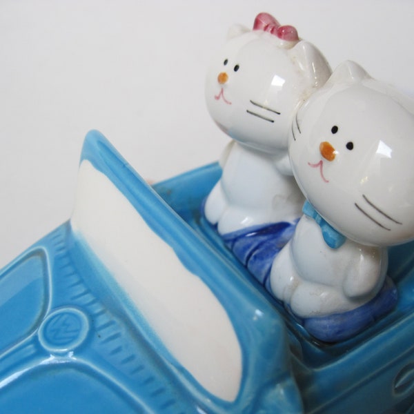 Vintage Fujika Ceramic Cats in VW Bug Bank Made in Japan