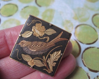 Vintage Damascene Bird Brooch Spain