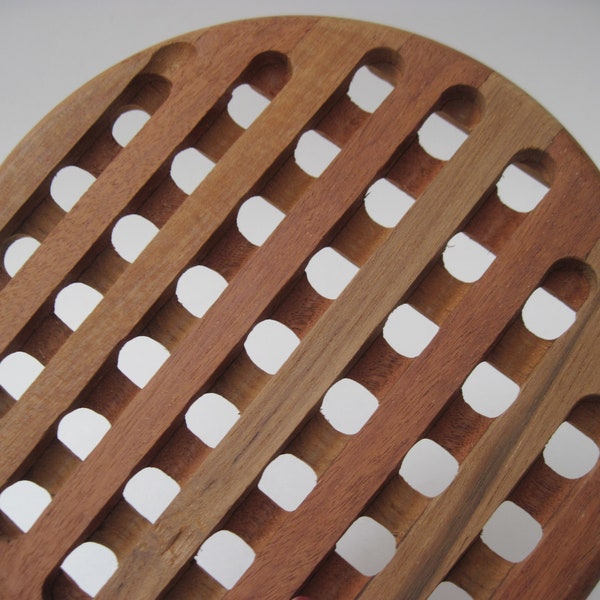 Vintage Round Teak Wood Trivet