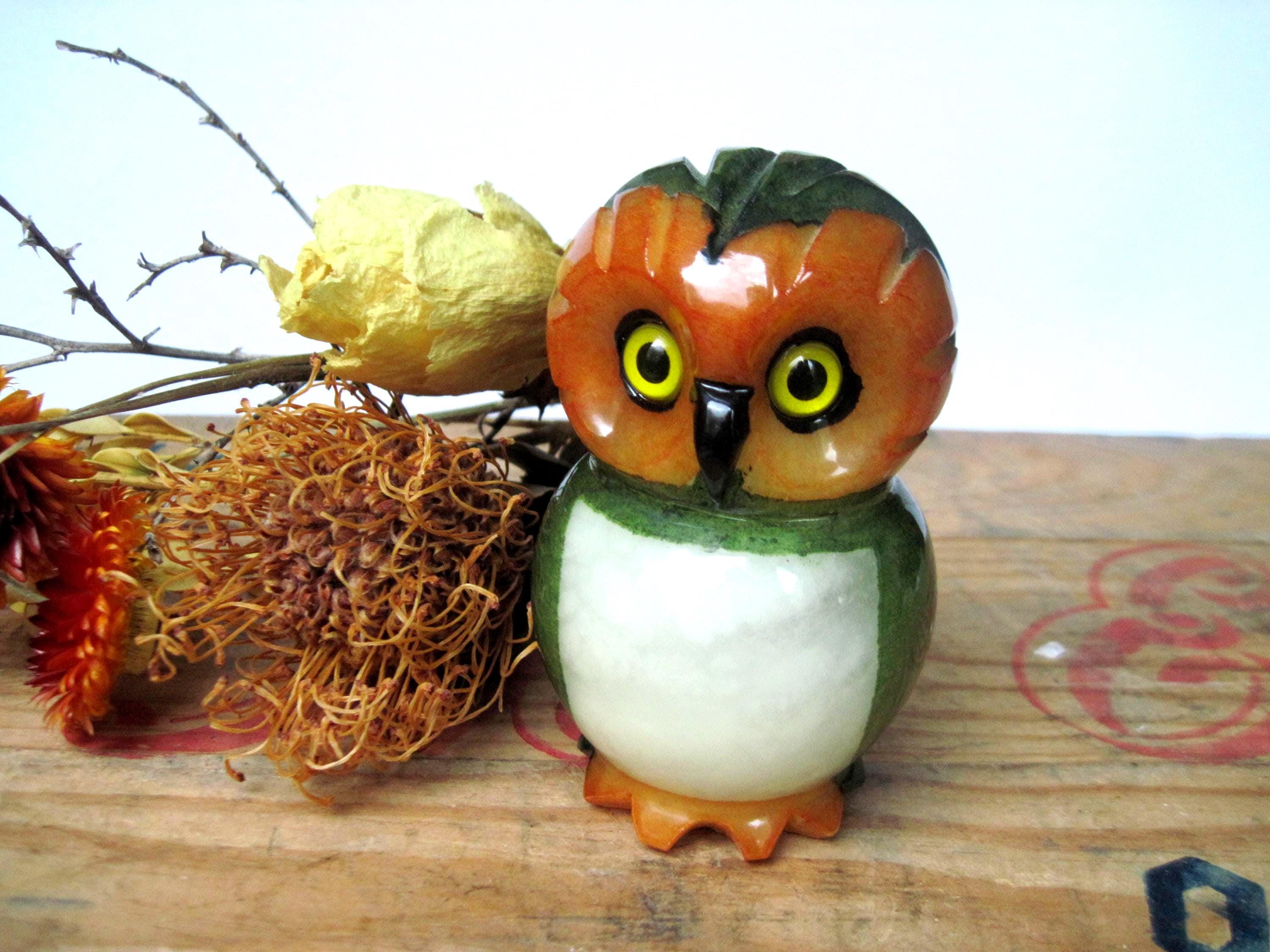 Vintage Ducceshi Alabaster Owl Figurine Italy