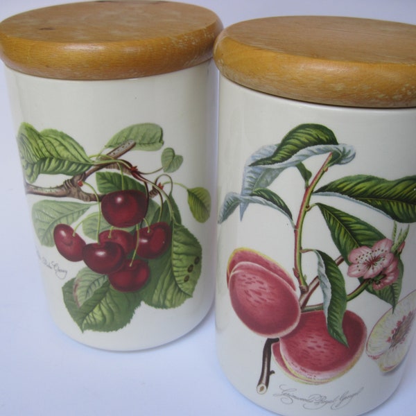 Vintage Portmeirion Pomona Airtight Jars Cherries and Peaches Made in England