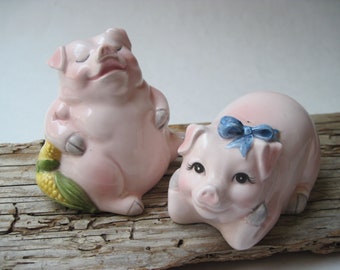 Vintage Otagiri Mary Ann Baker Pig  Salt and Pepper Set