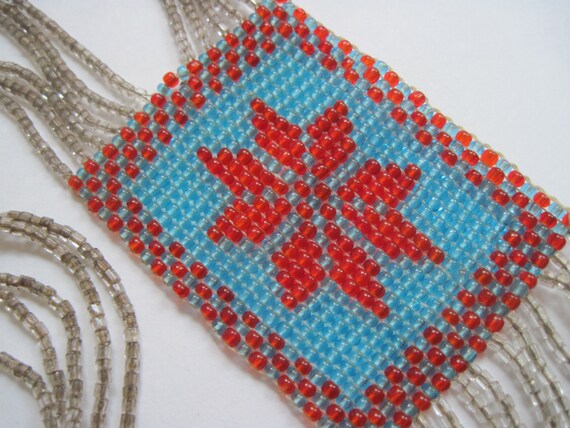 Vintage Native American Seed Beaded Necklace - image 4