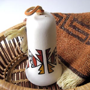 Vintage Native American Painted Clay Bell Sandia Jemez Pueblo