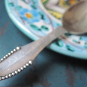 Vintage Georg Jensen Small Beaded Sterling Spoon Denmark