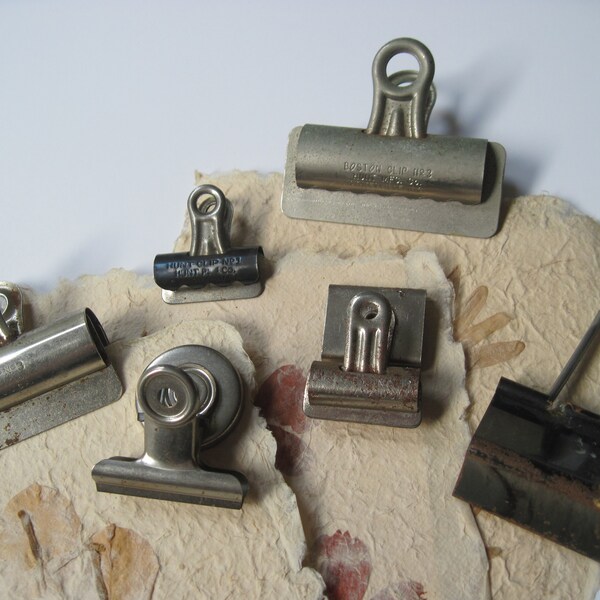 Vintage Set of 6 Metal Binder or Picture Clips Magnet Clips