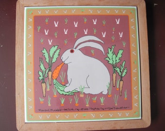 Vintage Taylor Ng Rascal Rabbit Tile Trivet 1982