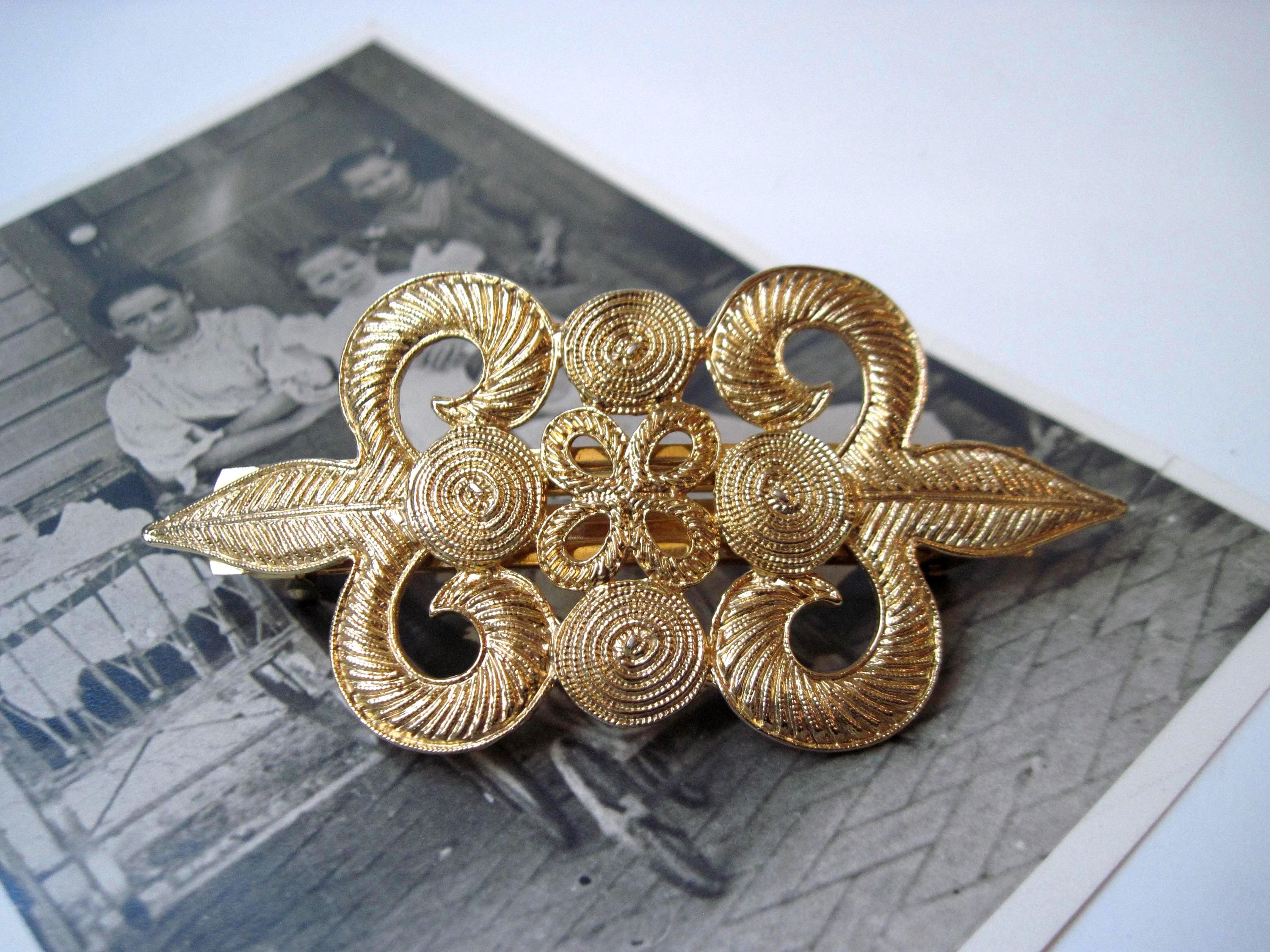 Vintage Kirks Folly Gold Grapes Barrette VINTAGE KIRKS FOLLY HAIR BARRETT PIN COPPER COLORED GRAPE  main image 4
