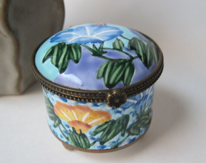 Vintage Kelvin Chen Enamel Stamp Box Holder Etsy