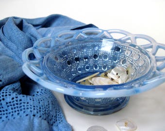 Vintage Imperial Opalescent Blue Glass Bowl