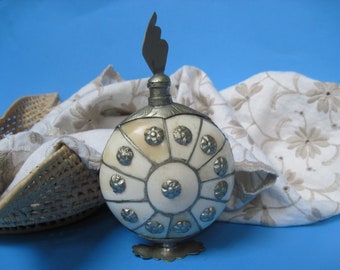 Vintage Bone and Metal Perfume Bottle