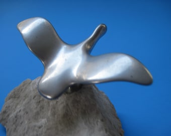 Mid Century MOD Aluminum Bird Statues Home Decor Art Objects Pair HOSELTON Studios 1970's Silver Crane Sculptures