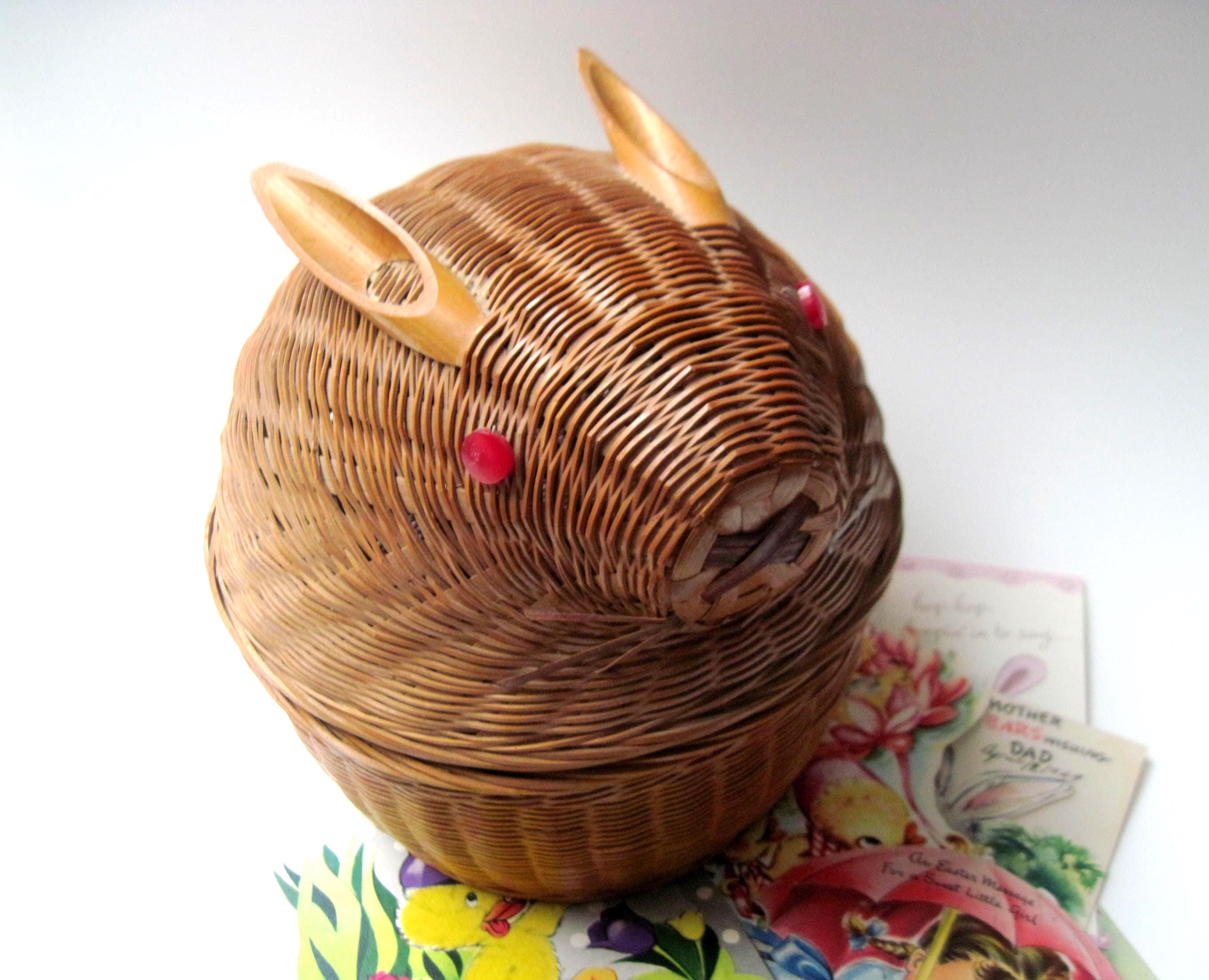Walnut Ridge Rabbit Basket Vintage Wicker Lidded Bunny Rabbit Basket - Etsy
