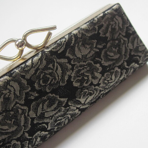 Vintage Floral Fabric Covered Kisslock Eyeglass Case Clutch