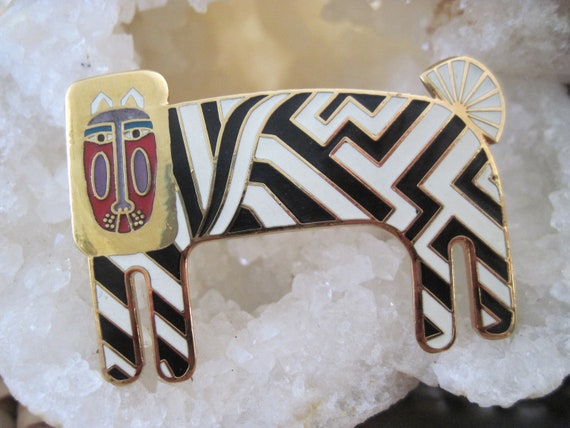 Vintage Laurel Burch Zzzebra Brooch - image 7