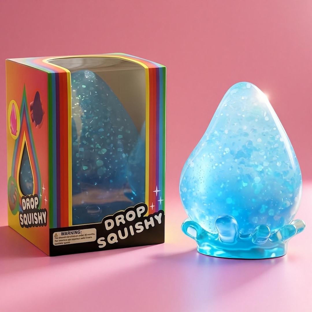 Dream Drop Squishy Sensory Toy, Glitter Stress Relief Fidget, Soft ...