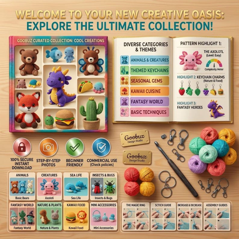 350+ Amigurumi Keychain Mini Crochet Pattern Bundle | Animals, Dolls