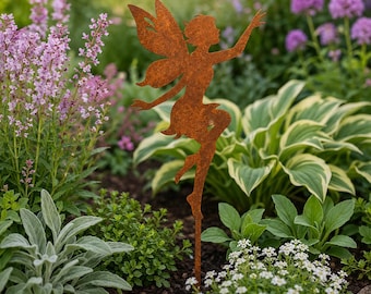 Corten Steel Fairy Garden Stake | Dancing Fairy Yard Art | Rusted Metal Garden Decor | Outdoor Fairy Silhouette | Handmade Garden Gift