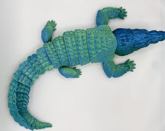 Crocodilo de água salgada articulado em 3D | Boca funcional, olhos de vidro realistas