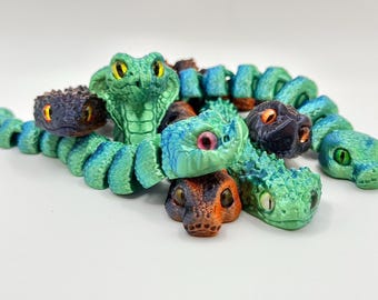 Pequena cobra articulada | Impressa em 3D | Diversas espécies e cores