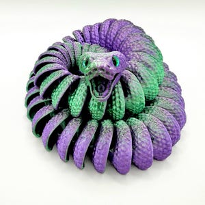 Articulated 3D Printed Ball Python Toy |Functional Mouth, Realistic Glass Eyes