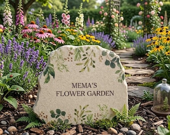 Personalized Laurel Garden Stone, Custom Engraved Outdoor Decor