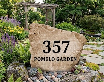 Custom Engraved House Address Rock – Personalized Garden Stone, Yard Decor Sign