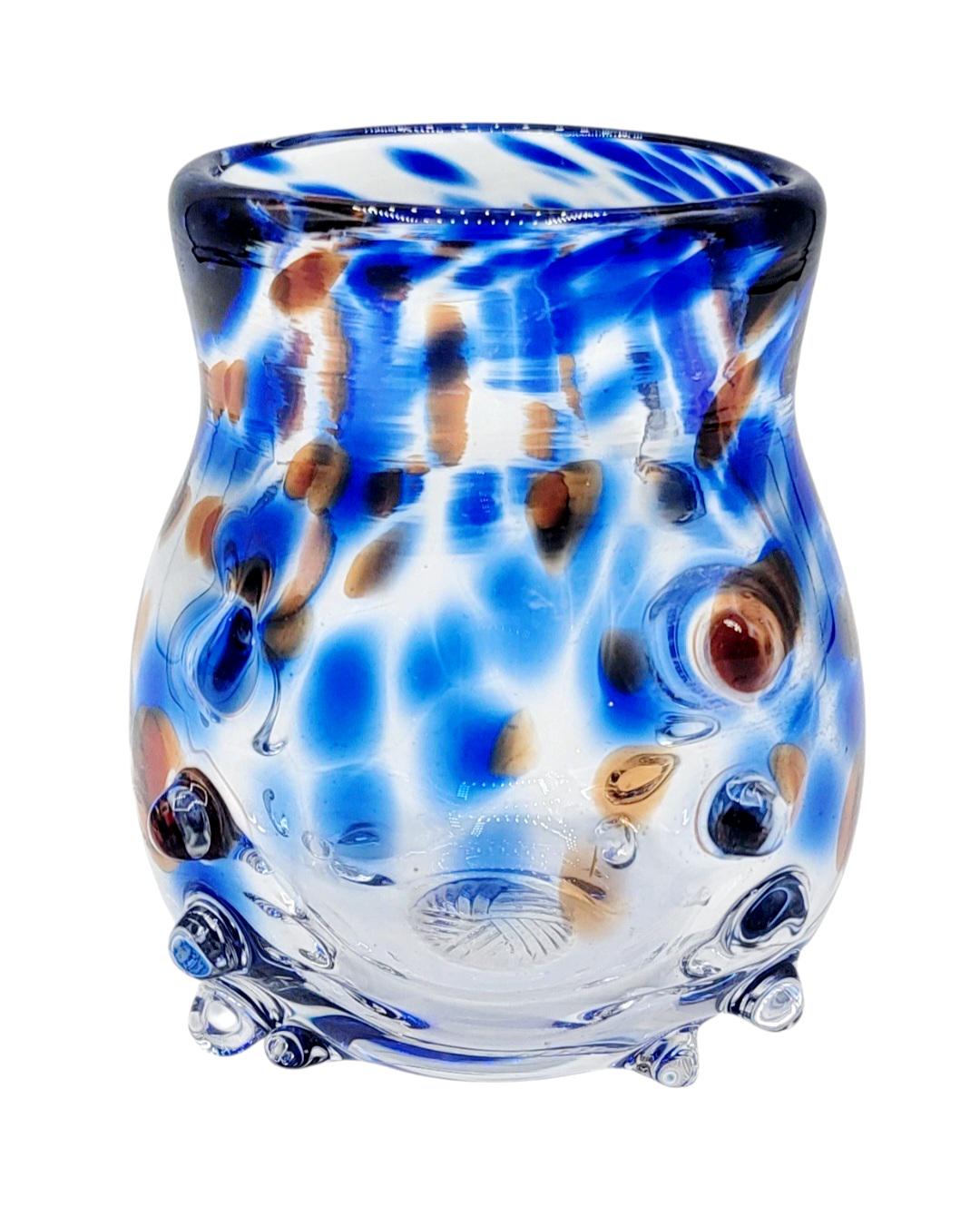 Prunt Vintage Hand Blown Art Glass Vase: Blue Amber Prunt Bud Vase Decor - Etsy
