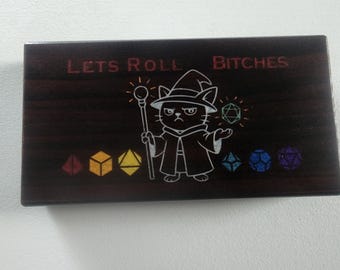 Large DnD Dice Box with Magnetic Closure, Epoxy Inlay Wood Case